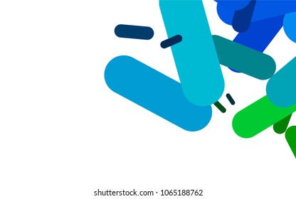 Light Blue, Green vector cover with rounded stripes. Capsules on blurred abstract background with gradient. The pattern can be used for medical ad, booklets, leaflets
