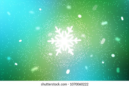 Light Blue, Green vector cover with beautiful snowflakes. Glitter abstract illustration with crystals of ice. The template can be used as a new year background.