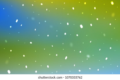 Light Blue, Green vector cover with beautiful snowflakes. Shining colored illustration with snow in christmas style. The template can be used as a new year background.