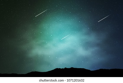 Light Blue, Green Vector Cover With Astronomical Stars. Blurred Decorative Design In Simple Style With Galaxy Stars. Pattern For Astrology Websites.