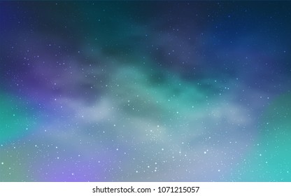 Light Blue, Green vector cover with astronomical stars. Shining colored illustration with bright astronomical stars. Best design for your ad, poster, banner.