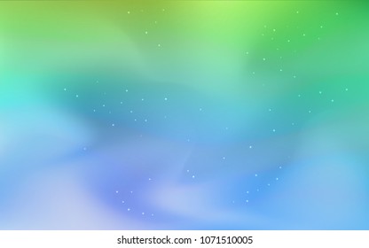Light Blue, Green vector cover with astronomical stars. Shining colored illustration with bright astronomical stars. Template for cosmic backgrounds.