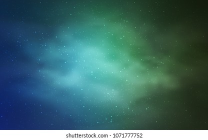Light Blue, Green vector cover with astronomical stars. Space stars on blurred abstract background with gradient. Smart design for your business advert.