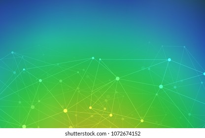 Light Blue, Green vector cover with spots, lines. Design with connection of dots and lines on colorful background. Completely new template for your brand book.