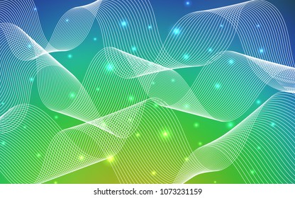 Light Blue, Green vector cover with happy holiday ribbons. Glitter abstract illustration with colorful confetti, ribbons. The template can be used as a background for postcards.
