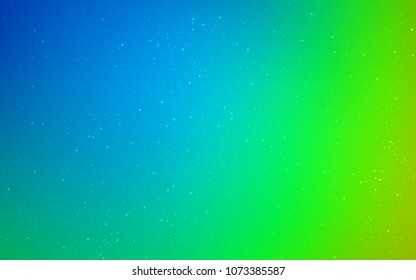 Light Blue, Green vector cover with astronomical stars. Space stars on blurred abstract background with gradient. Pattern for futuristic ad, booklets.