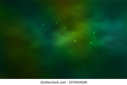 Light Blue, Green vector cover with astronomical stars. Shining illustration with sky stars on abstract template. Template for cosmic backgrounds.