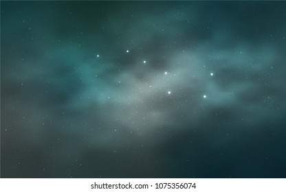 Light Blue, Green vector cover with astronomical stars. Shining illustration with sky stars on abstract template. Template for cosmic backgrounds.