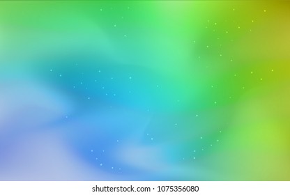 Light Blue, Green vector cover with astronomical stars. Space stars on blurred abstract background with gradient. Template for cosmic backgrounds.