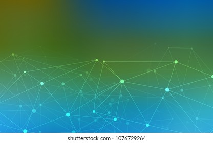 Light Blue, Green vector cover with spots, lines. Modern abstract colorful illustration with spheres and lines. Pattern can be used for futuristic ad, booklets.
