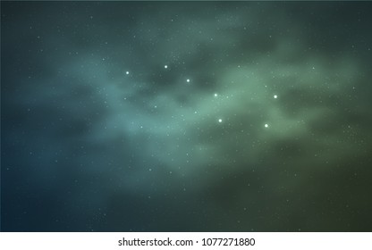 Light Blue, Green vector cover with astronomical stars. Shining colored illustration with bright astronomical stars. Smart design for your business advert.