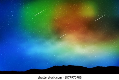 Light Blue, Green vector cover with astronomical stars. Blurred decorative design in simple style with galaxy stars. Smart design for your business advert.