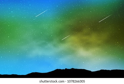 Light Blue, Green vector cover with astronomical stars. Space stars on blurred abstract background with gradient. Pattern for astronomy websites.