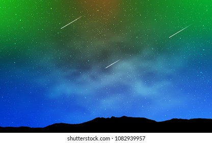 Light Blue, Green vector cover with astronomical stars. Blurred decorative design in simple style with galaxy stars. Template for cosmic backgrounds.