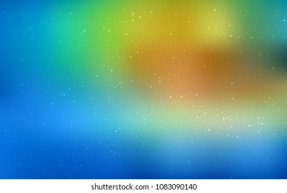 Light Blue, Green vector cover with astronomical stars. Space stars on blurred abstract background with gradient. Template for cosmic backgrounds.