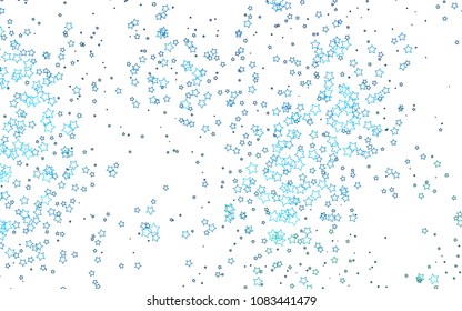Light Blue, Green vector cover with small and big stars. Decorative shining illustration with stars on abstract template. The pattern can be used for wrapping gifts.