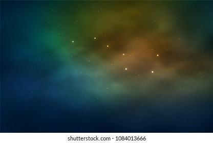 Light Blue, Green vector cover with astronomical stars. Shining illustration with sky stars on abstract template. Template for cosmic backgrounds.