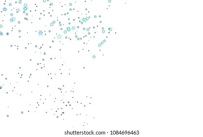 Light Blue, Green vector cover with small and big stars. Decorative shining illustration with stars on abstract template. Best design for your ad, poster, banner.