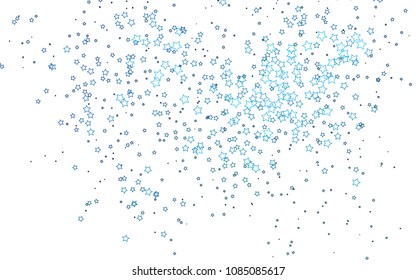 Light Blue, Green vector cover with small and big stars. Stars on blurred abstract background with gradient. Smart design for your business advert.