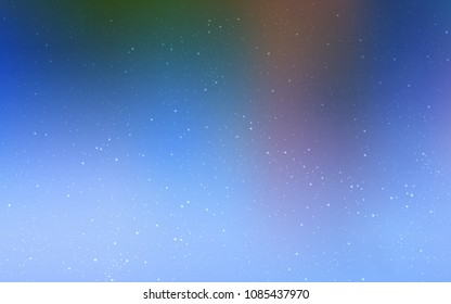 Light Blue, Green vector cover with astronomical stars. Glitter abstract illustration with colorful cosmic stars. Pattern for astronomy websites.