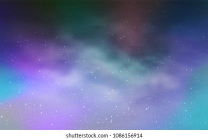 Light Blue, Green vector cover with astronomical stars. Blurred decorative design in simple style with galaxy stars. Pattern for futuristic ad, booklets.
