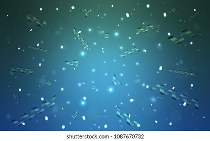 Light Blue, Green vector cover with happy holiday ribbons. Glitter abstract illustration with colorful confetti, ribbons. The template can be used as a background for postcards.