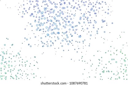 Light Blue, Green vector cover with small and big stars. Glitter abstract illustration with colored stars. Best design for your ad, poster, banner.