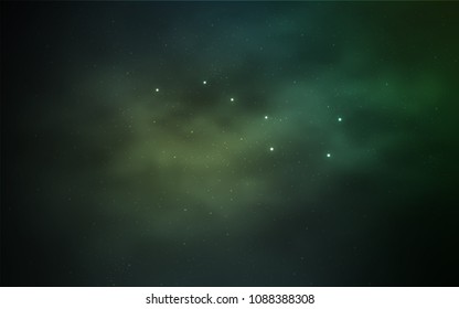 Light Blue, Green vector cover with astronomical stars. Blurred decorative design in simple style with galaxy stars. Smart design for your business advert.