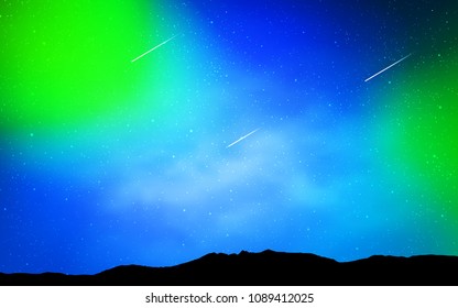 Light Blue, Green vector cover with astronomical stars. Blurred decorative design in simple style with galaxy stars. Pattern for astronomy websites.