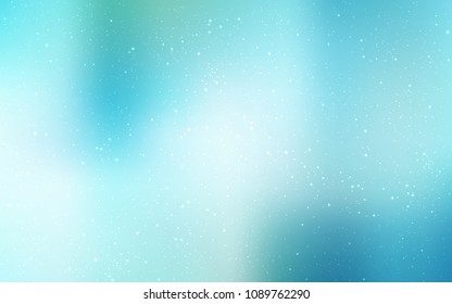 Light Blue, Green vector cover with astronomical stars. Shining colored illustration with bright astronomical stars. Pattern for astronomy websites.