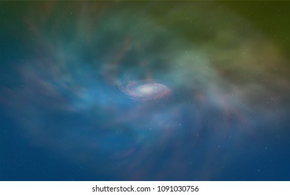 Light Blue, Green vector cover with astronomical stars. Glitter abstract illustration with colorful cosmic stars. Template for cosmic backgrounds.