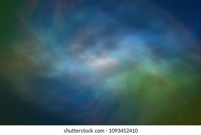 Light Blue, Green vector cover with astronomical stars. Shining illustration with sky stars on abstract template. Smart design for your business advert.