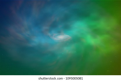Light Blue, Green vector cover with astronomical stars. Shining colored illustration with bright astronomical stars. Pattern for astronomy websites.