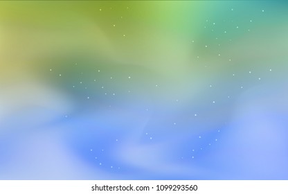 Light Blue, Green vector cover with astronomical stars. Shining illustration with sky stars on abstract template. Smart design for your business advert.