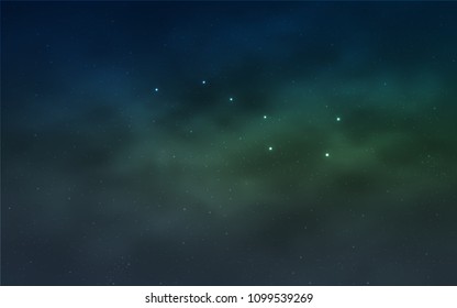 Light Blue, Green vector cover with astronomical stars. Blurred decorative design in simple style with galaxy stars. Pattern for futuristic ad, booklets.