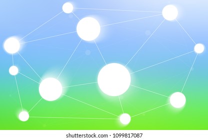 Light Blue, Green vector cover with spots, lines. Modern abstract colorful illustration with spheres and lines. Pattern can be used for futuristic ad, booklets.