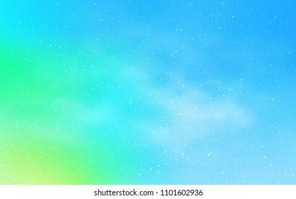 Light Blue, Green vector cover with astronomical stars. Glitter abstract illustration with colorful cosmic stars. Pattern for astronomy websites.