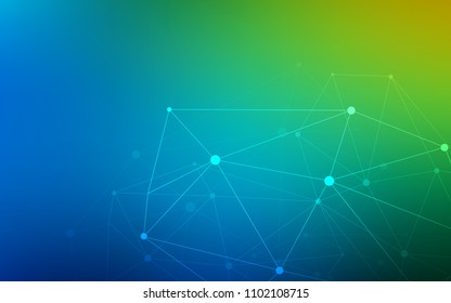 Light Blue, Green vector cover with spots, lines. Glitter abstract illustration with connection of triangle structure. Beautiful design for your business advert.