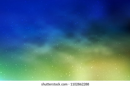 Light Blue, Green vector cover with astronomical stars. Shining illustration with sky stars on abstract template. Pattern for astrology websites.