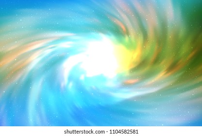 Light Blue, Green vector cover with astronomical stars. Shining illustration with sky stars on abstract template. Pattern for futuristic ad, booklets.