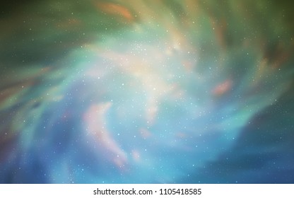 Light Blue, Green vector cover with astronomical stars. Space stars on blurred abstract background with gradient. Pattern for futuristic ad, booklets.