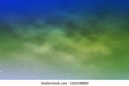 Light Blue, Green vector cover with astronomical stars. Space stars on blurred abstract background with gradient. Pattern for astrology websites.