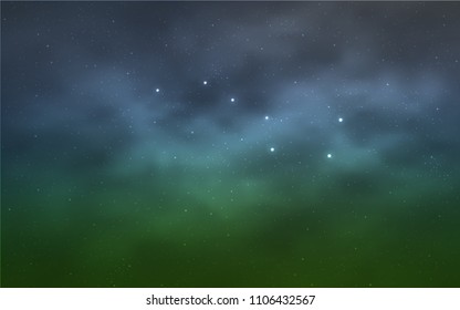 Light Blue, Green vector cover with astronomical stars. Space stars on blurred abstract background with gradient. Best design for your ad, poster, banner.