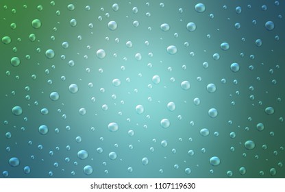 Light Blue, Green vector cover with spots. Blurred bubbles on abstract background with colorful gradient. Pattern can be used as texture of water, rain drops.