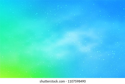 Light Blue, Green vector cover with astronomical stars. Shining colored illustration with bright astronomical stars. Best design for your ad, poster, banner.