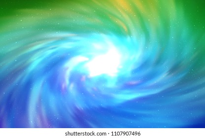 Light Blue, Green vector cover with astronomical stars. Blurred decorative design in simple style with galaxy stars. Smart design for your business advert.