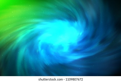 Light Blue, Green vector cover with astronomical stars. Shining colored illustration with bright astronomical stars. Best design for your ad, poster, banner.