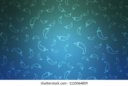 Light Blue, Green vector cover with chili peppers. Beautiful colored illustration with peppers in doodle style. Pattern for ad, booklets, leaflets of restaurants.