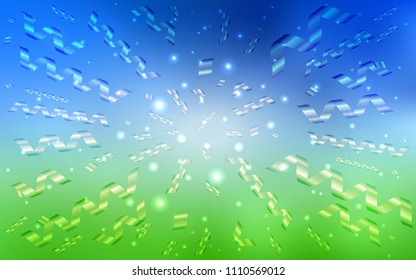 Light Blue, Green vector cover with happy holiday ribbons. Beautiful colored illustration with ribbon in celebration style. The pattern can be used for new year ad, booklets.