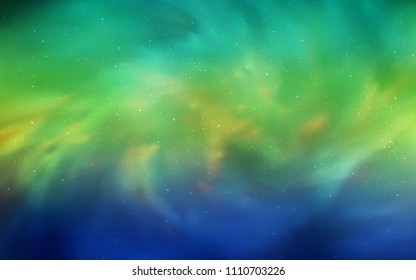 Light Blue, Green vector cover with astronomical stars. Shining illustration with sky stars on abstract template. Smart design for your business advert.